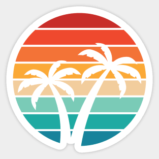 retro sunset palm trees Sticker